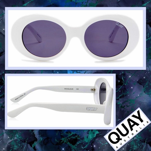 Quay Australia White Oval Sunglasses with Dark Lenses main image 7